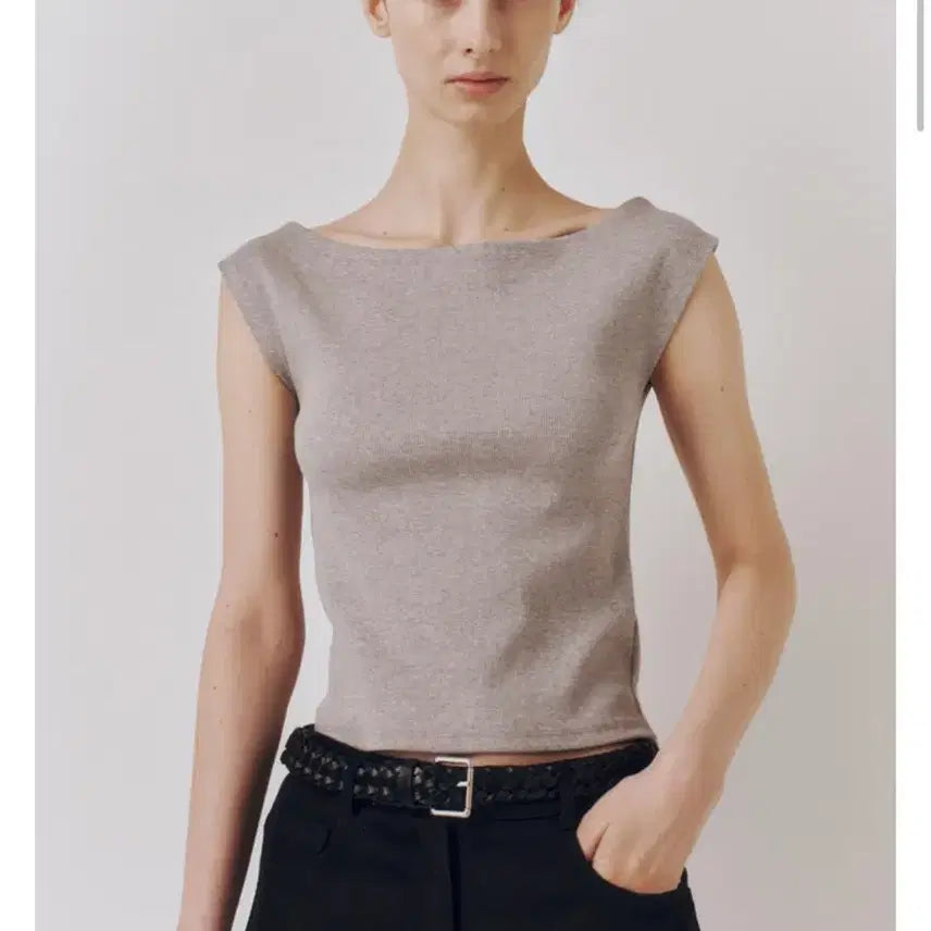 [BUNJANG] Kinder Salmon French Sleeve Jersey Top Gray / 킨더살몬-프렌치 슬리브 저지탑 그레이