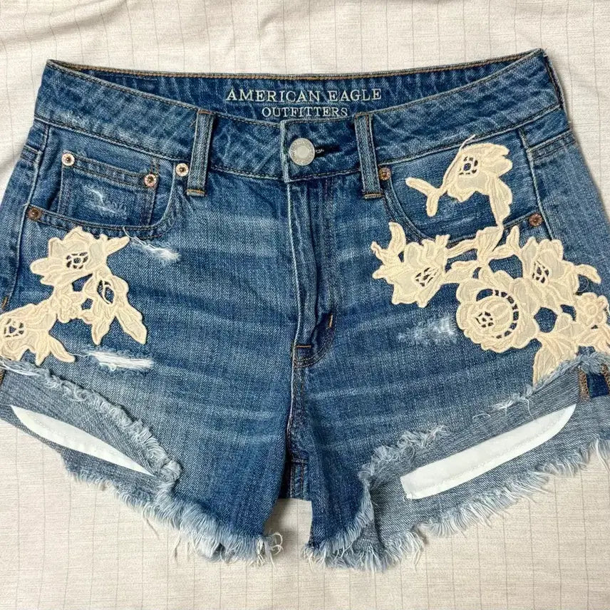 [BUNJANG] Y2K Gal Lace Denim Hot Shorts / y2k 갸루 오네갸루 레이스 데님 숏팬츠 핫팬츠 반바지