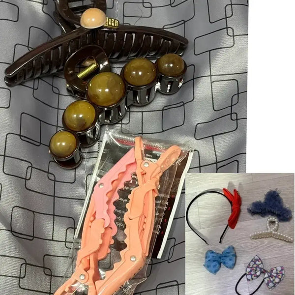 [BUNJANG] Hair Accessories Bundle Set (9 Pieces) / 머리띠 머리끈 머리핀 헤어집게 머리집게 헤어 헤어핀 집게핀 9개 일괄