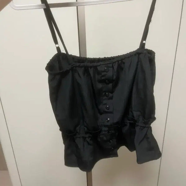 [BUNJANG] Adjustable Strap Crop Tank Top / 끈길이 조절가능한 크롭끈나시