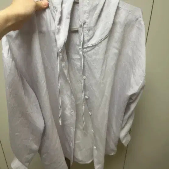 [BUNJANG] Lightweight Lavender Hooded Shirt / 연보라 얇은 후드남방
