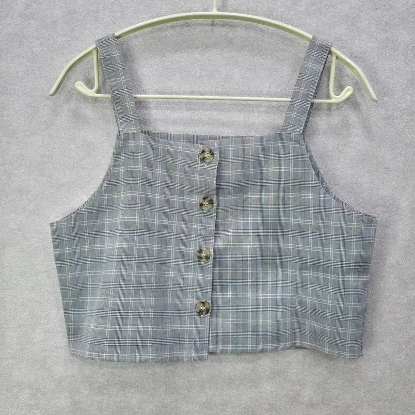 [BUNJANG] Check Crop Bustier / 체크 크롭 뷔스티에