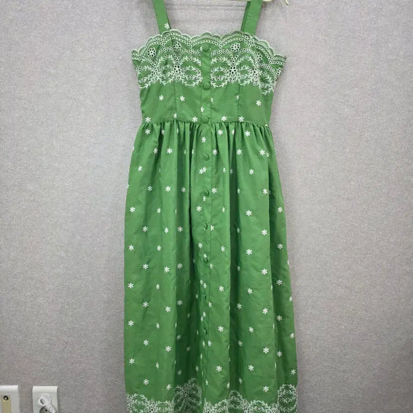 [BUNJANG] CIDER Floral Embroidery Lace Long Dress / CIDER 플라워 자수 레이스 롱 원피스