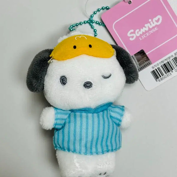 [BUNJANG] Sanrio Pochacco Sleeping Pajamas Plush Doll Keychain 8cm / 산리오 꿀잠 포차코 인형 키링 새상품 정품 8cm