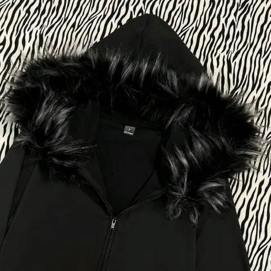 [BUNJANG] Punk Goth Gyaru Fur Hoodie / 펑크 고스 갸루 퍼후드