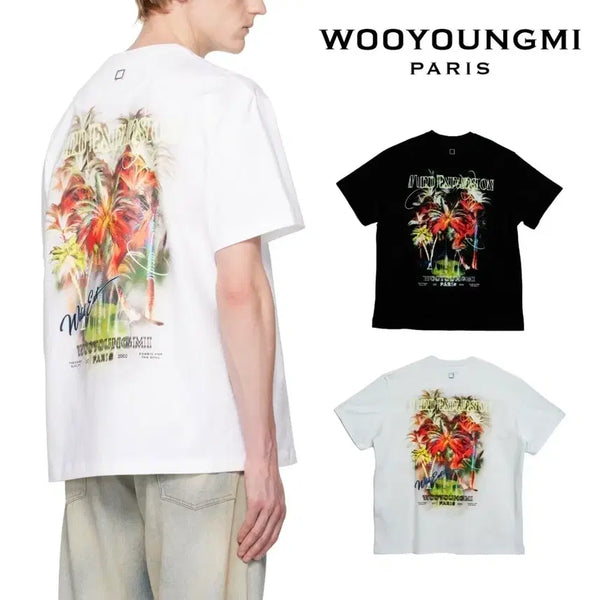 [BUNJANG] Wooyoungmi Palm Tree Graphic T-Shirt White Size 50 / 우영미 팜트리 티셔츠 50사이즈 화이트