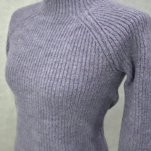 [BUNJANG] Lauren Ralph Lauren Wool Ribbed Half-Neck Knit Sweater / 로렌 랄프로렌 울 하프넥 골지 니트 LAUREN RALPH LAUREN
