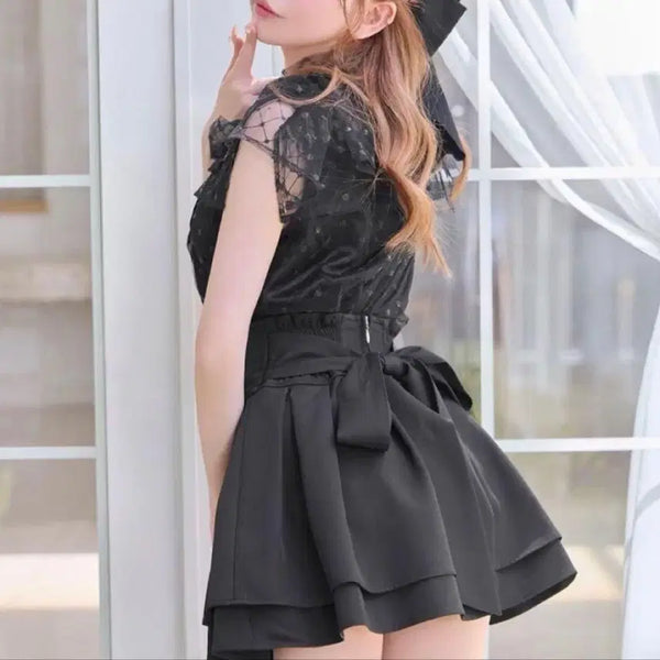 [BUNJANG] Michelle Macaron Back Ribbon Pencil Skirt Black S / 미셸마카롱 백리본 미각 스커트 블랙 S
