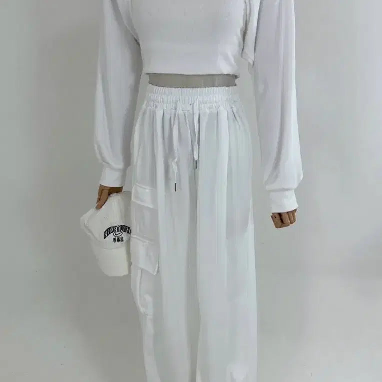 [BUNJANG] White Wide Fit Bolero & Camisole Set / 화이트와이드핏볼래로나시세트