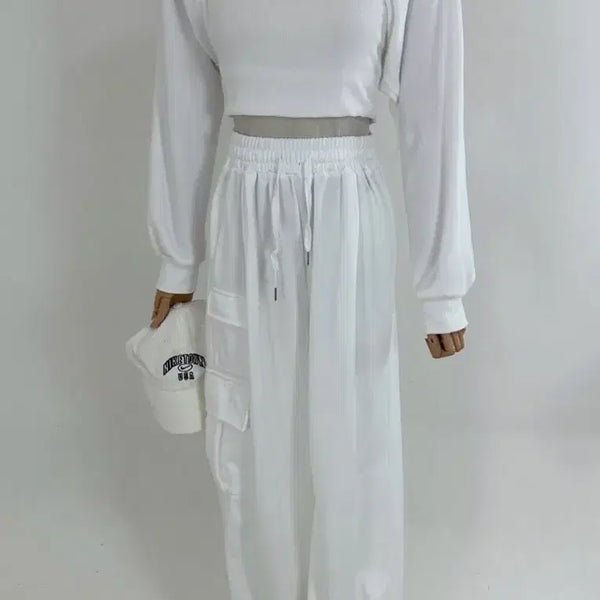 [BUNJANG] White Wide Fit Bolero & Camisole Set / 화이트와이드핏볼래로나시세트