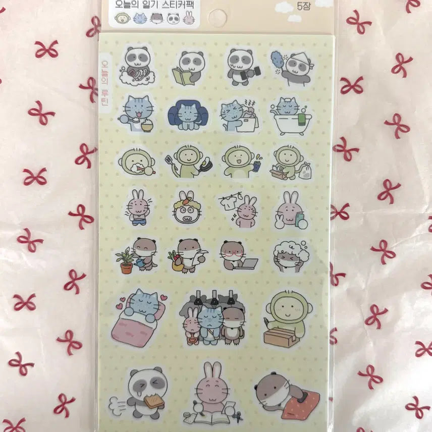 [BUNJANG] Today's Diary Sticker Pack (5 Sheets) / 오늘의 일기 5장 스티커팩