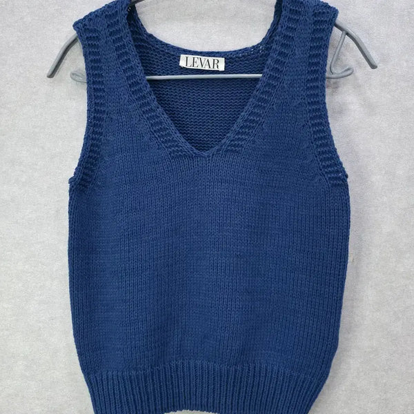 [BUNJANG] LEVAR Cotton V-Neck Sleeveless Layered Knit Vest / LEVAR 르바 코튼 민소매 레이어드 니트