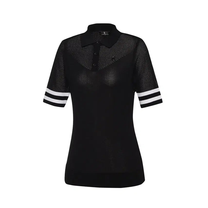 [BUNJANG] W.ANGLE Women's Short Sleeve Knit Polo Shirt / W.ANGLE 여성 골프 cf스카시 조직 반팔 니트
