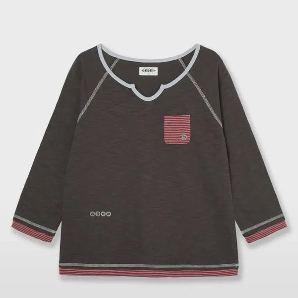 [BUNJANG] AA Layered Sleeve Tee [Charcoal] / 에이이에이 LAYERED SLEEVE TEE [CHARCOAL]