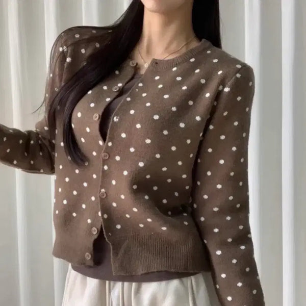 [BUNJANG] Brown Polka Dot Cardigan / 브라운 도트 가디건