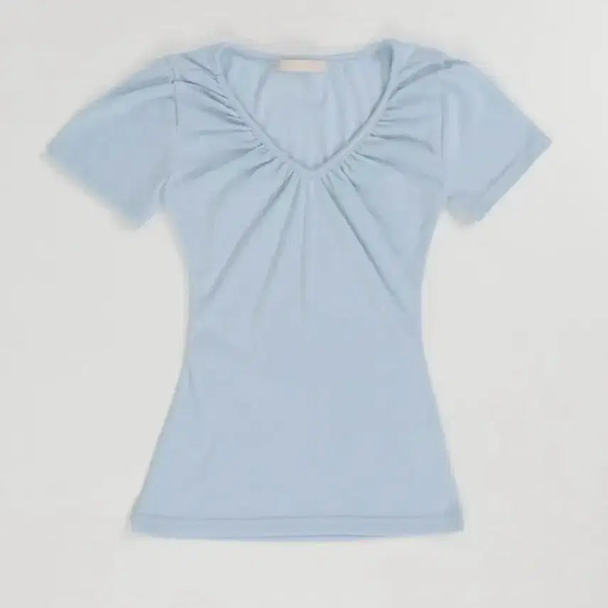 [BUNJANG] Sky Blue Loose Fit V-Neck Short Sleeve T-Shirt / 스카이 블루 루즈핏 브이넥 반팔 티셔츠