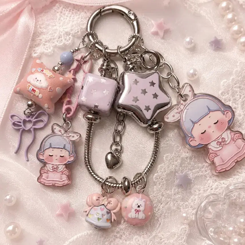 [BUNJANG] Handmade Princess Acrylic Bead Keyring / 어린시절 공주 핸드메이드 아크릴 비즈 키링