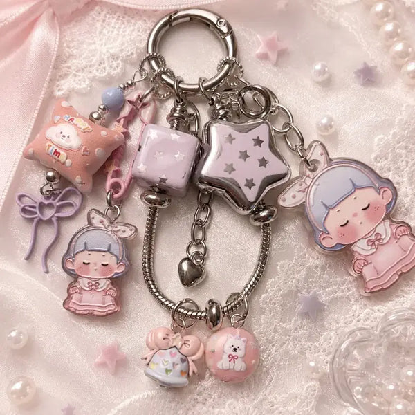 [BUNJANG] Handmade Princess Acrylic Bead Keyring / 어린시절 공주 핸드메이드 아크릴 비즈 키링