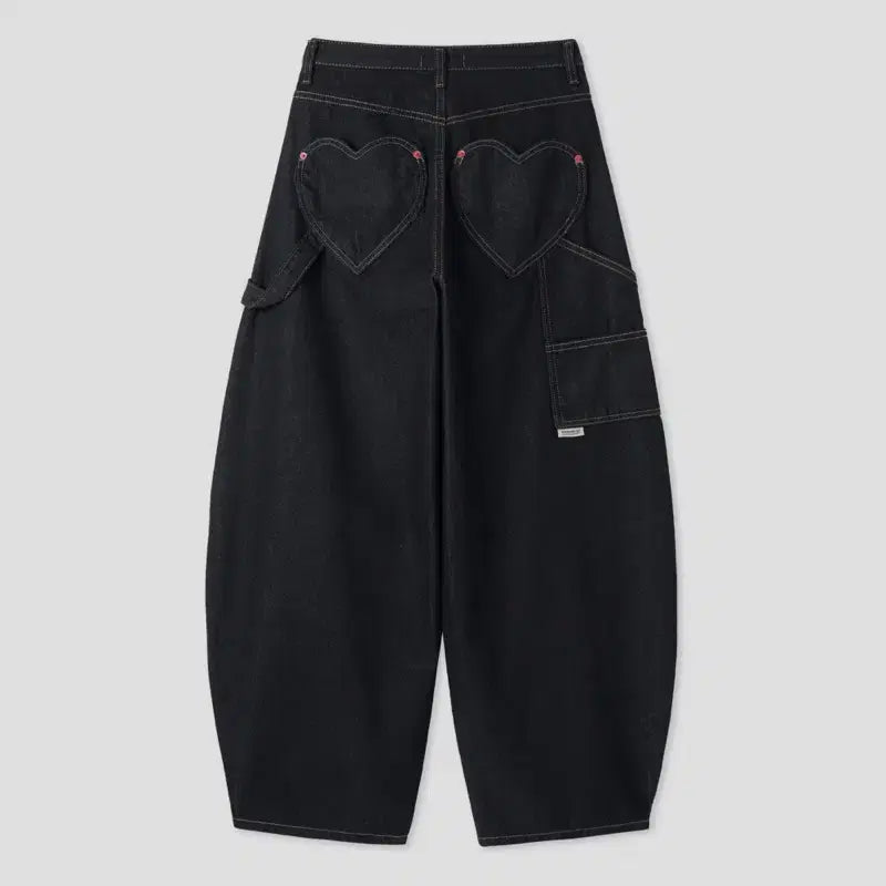 [BUNJANG] Black Heart Pocket Denim Pants / 블랙 하트 포켓 데님 팬츠