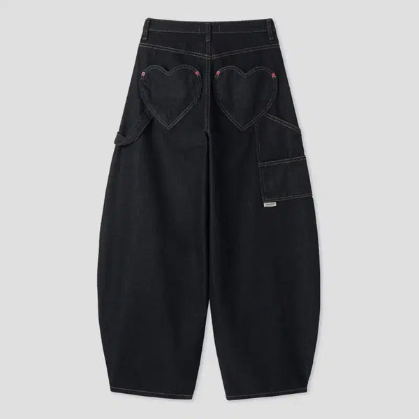 [BUNJANG] Black Heart Pocket Denim Pants / 블랙 하트 포켓 데님 팬츠