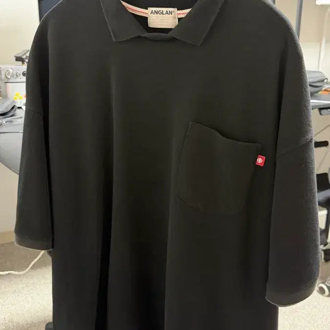 [BUNJANG] Anglerun Black Pocket Short Sleeve Polo T-Shirt / 앵글런 블랙 포켓 반팔 카라티