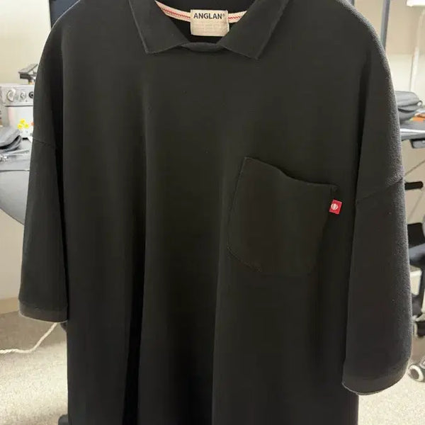 [BUNJANG] Anglerun Black Pocket Short Sleeve Polo T-Shirt / 앵글런 블랙 포켓 반팔 카라티