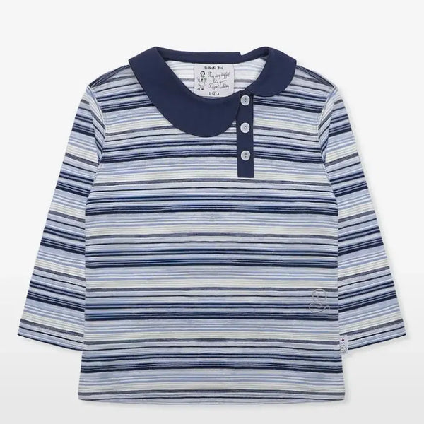 [BUNJANG] Lunakihhu Camomille Stripe Collar 7-Sleeve T-shirt / 루나키후 카모미루 스트라이프 카라 7부 티셔츠