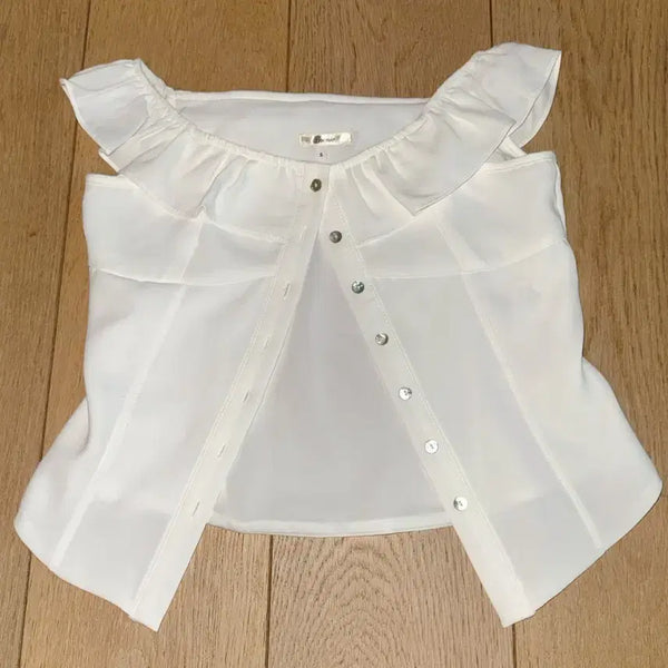 [BUNJANG] Zaenio Sally Frill Blouse (White/S) / [zaenio] 셀리 프릴 블라우스 (화이트/S)