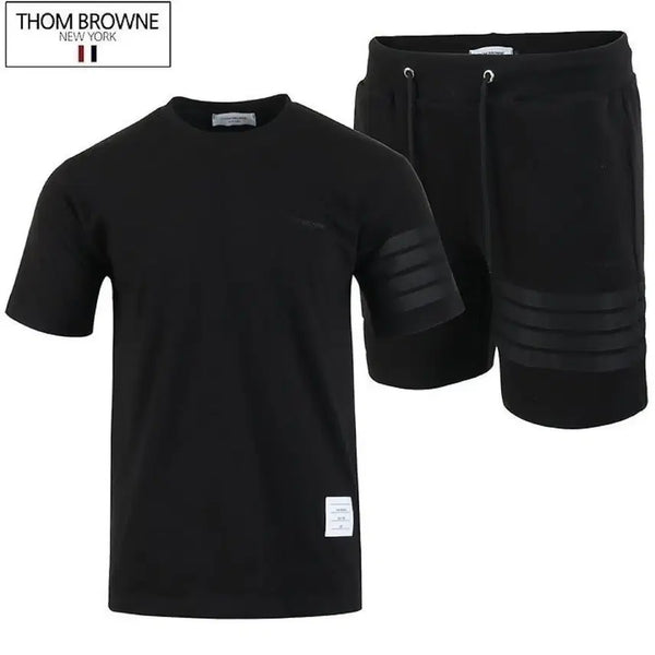 [BUNJANG] Thom Browne Black Short Sleeve T-Shirt and Shorts Set / 톰브라운 블랙 반팔 티셔츠 반바지 세트