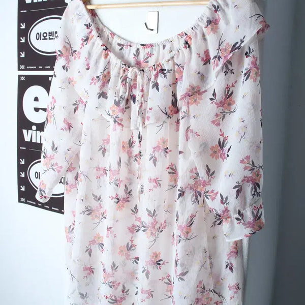[BUNJANG] She's Smith Oversized Fit Flower Print Blouse / W(S-M) 쉬스미스 반팔셔츠 남방 블라우스 오버핏 플라워-H34492