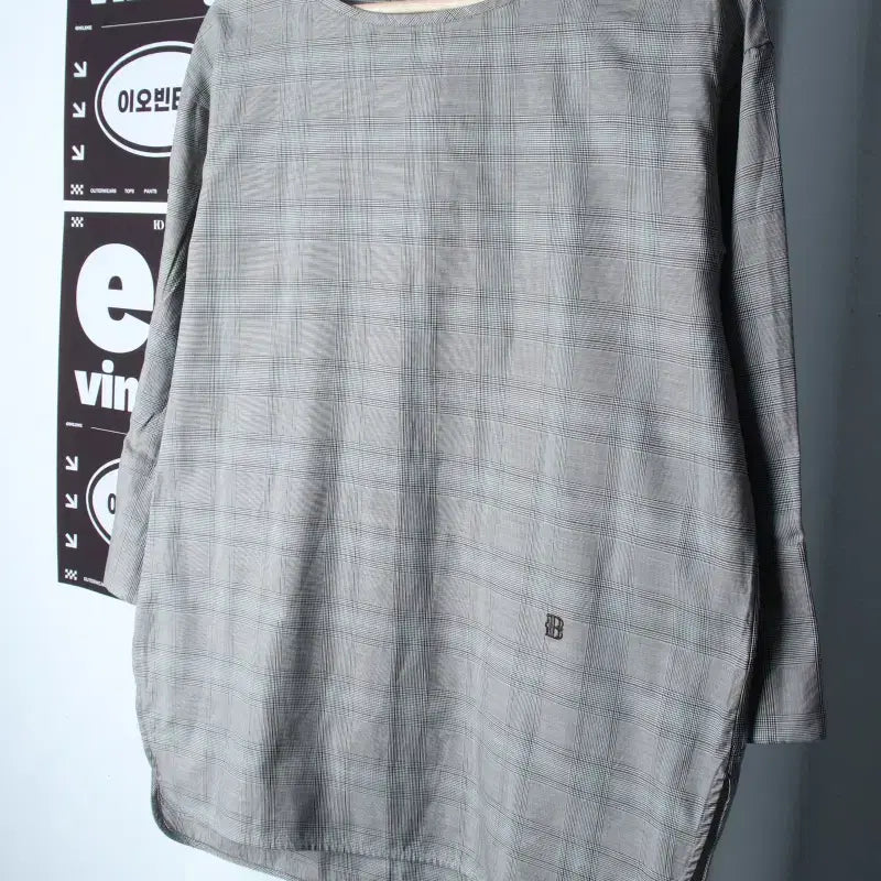 [BUNJANG] Beanpole Check Shirt Blouse (Grey) / W(M-L) 빈폴 셔츠 남방 블라우스 체크 그레이 놈코어-H34498