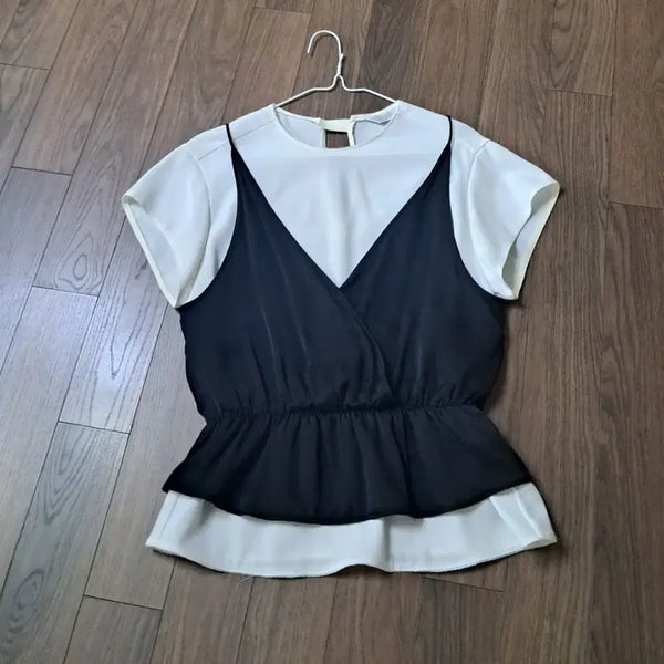 [BUNJANG] TIME Semi-Sheer Blouse & Bustier Set / 한섬 타임 반팔블라우스  뷔스티에 세트