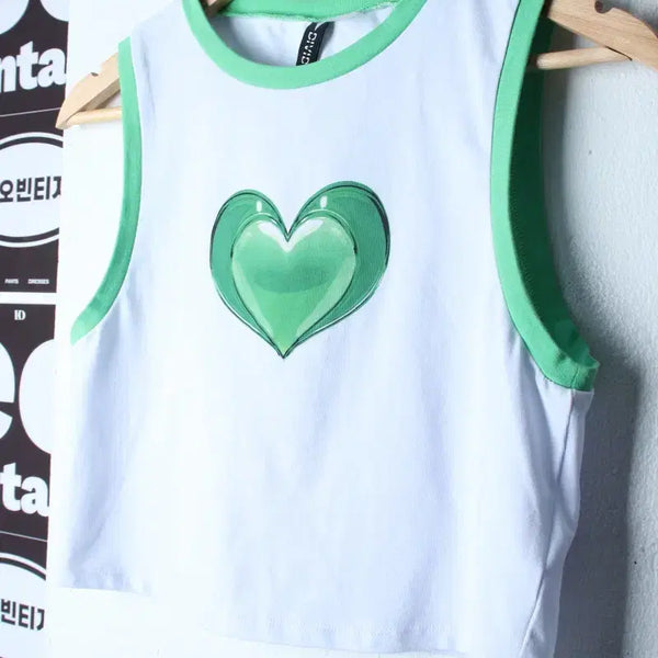 [BUNJANG] H&M Ringer Cropped T-Shirt (Green) / W(L) 에이치앤엠 반팔 티셔츠 새상품 나시 크롭 링거 그린-H34515