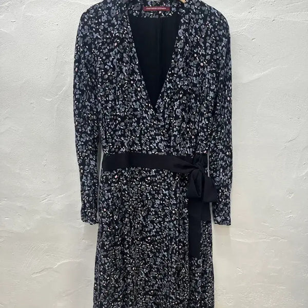 [BUNJANG] Comptoire des Cotonniers Women's Black Pattern Wrap Dress - 100% Rayon, Long Sleeve / 꽁뚜아르데꼬또니에 여 원피스 블랙패턴/랩원피스/인견100%/긴팔 44-5