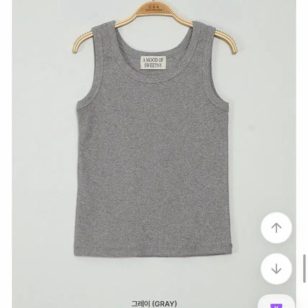 [BUNJANG] Nainy Ribbed Tank Top (Gray) / 나이니 나시(그레이)