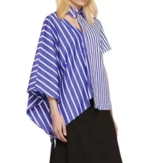 [BUNJANG] Facetasm Striped Asymmetric Shirt / 파세타즘(Facetasm)스트라이프 비대칭 셔츠