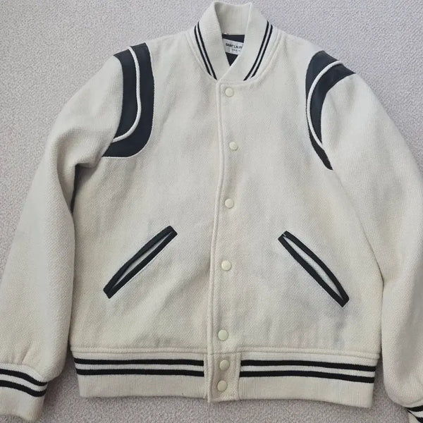 [BUNJANG] Saint Laurent Varsity Jacket Ivory Size 100 / 생로랑 바시티 자켓 아이보리 100