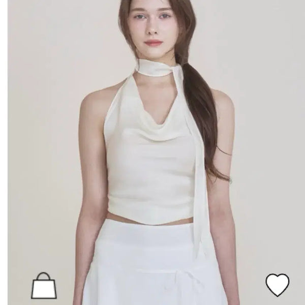 [BUNJANG] Not Your Roses Scarf Draping Halter Top Cream / 낫유어로즈 스카프 드레이핑 홀터 탑 크림