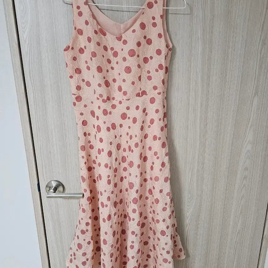 [BUNJANG] Romantic Water Drop Pattern Pink Dress - Size 55 / 로맨틱 물방울 무늬 핑크 원피스  55