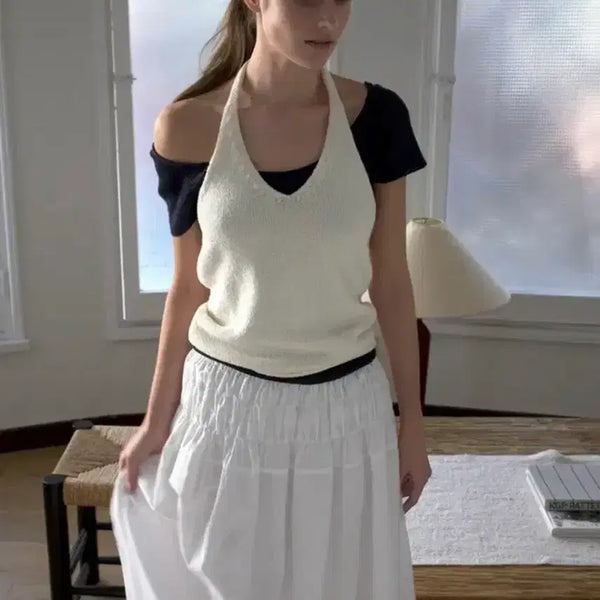 [BUNJANG] Arto Halterneck Knit Sleeveless Top / 아르토 홀터넥 니트 슬리브리스 탑