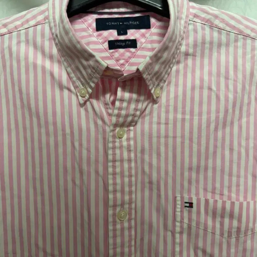 [BUNJANG] Tommy Hilfiger Striped Shirt Pink / 타미힐피거 스트라이프 셔츠 핑크(L)