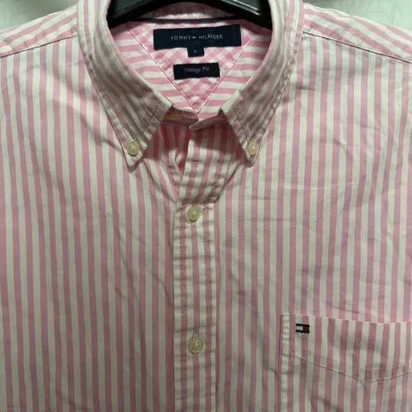 [BUNJANG] Tommy Hilfiger Striped Shirt Pink / 타미힐피거 스트라이프 셔츠 핑크(L)