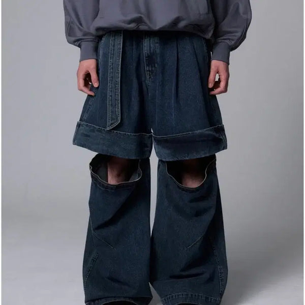 [BUNJANG] Songzio Collection Meta Belted Wide Denim Pants Blue / 송지오 컬렉션 메타 벨티드 와이드 데님 팬츠 블루 86 SG2PT725B