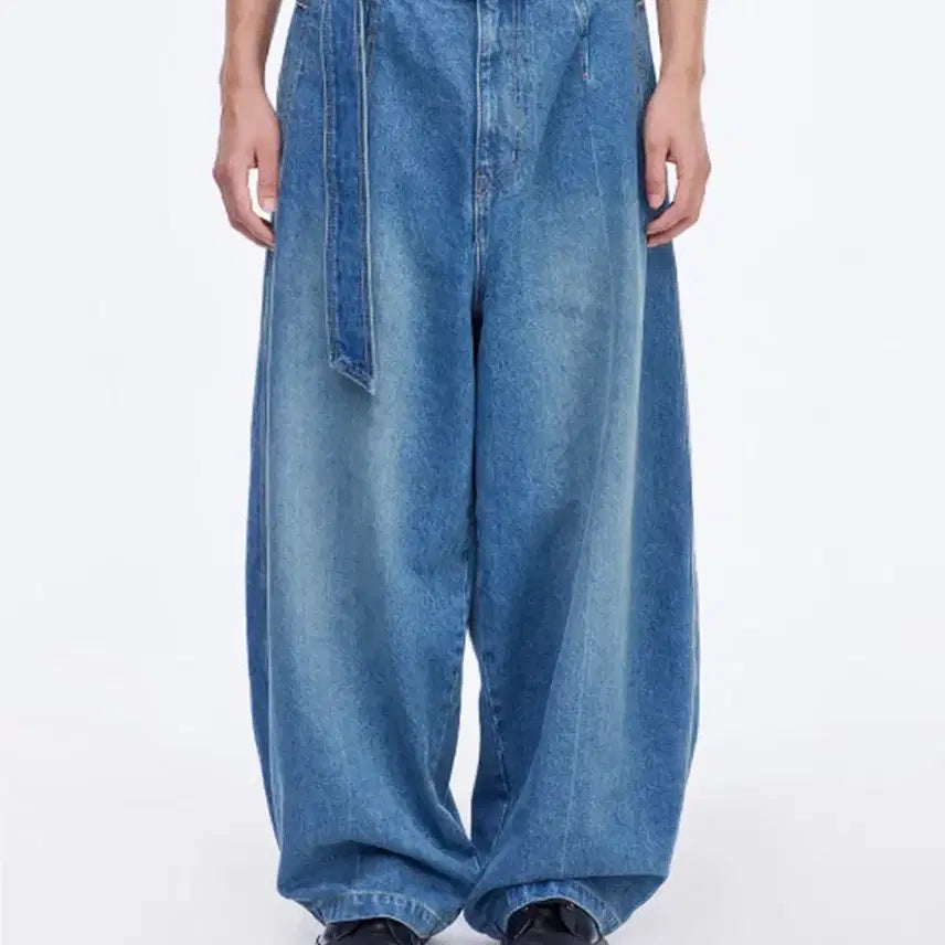 [BUNJANG] Songzio Homme Curved Wide Belted Denim Blue 86 / 송지오옴므 커브드 와이드 벨티드 데님 블루 86 SG5PT526BL
