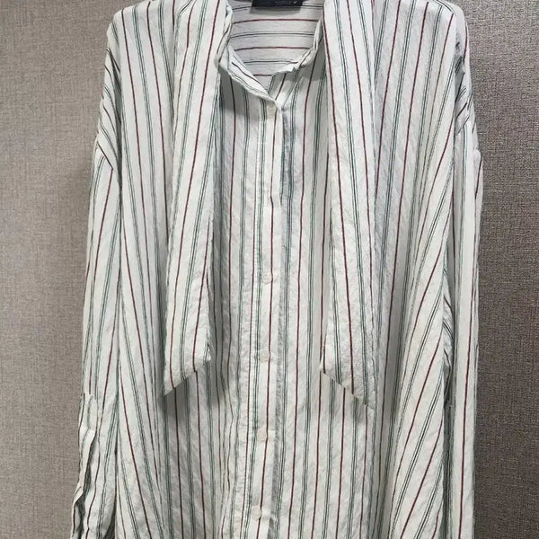 [BUNJANG] Zara Striped Ribbon Blouse / 자라 스트라이프 리본 블라우스
