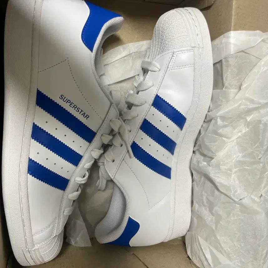 [BUNJANG] Adidas Superstar White/Blue (IG9368) Men's Shoes / 아디다스 슈퍼스타 흰파 280 새제품 팝니다