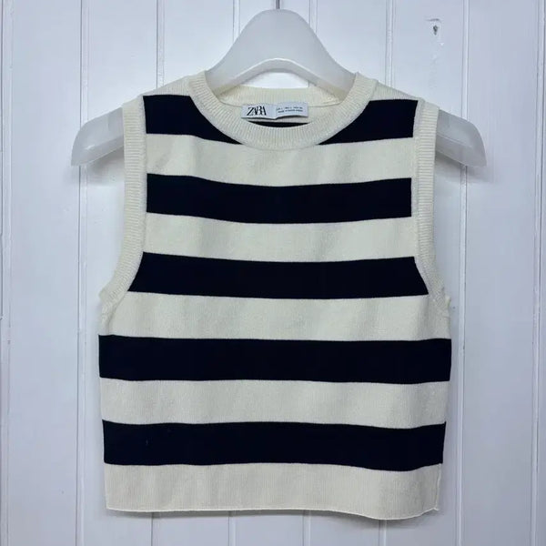 [BUNJANG] Zara Striped Summer Knit Vest Women's L (55-66) / 자라 스트라이프 여름니트 베스트 여성L(55-66) ㅡ0706