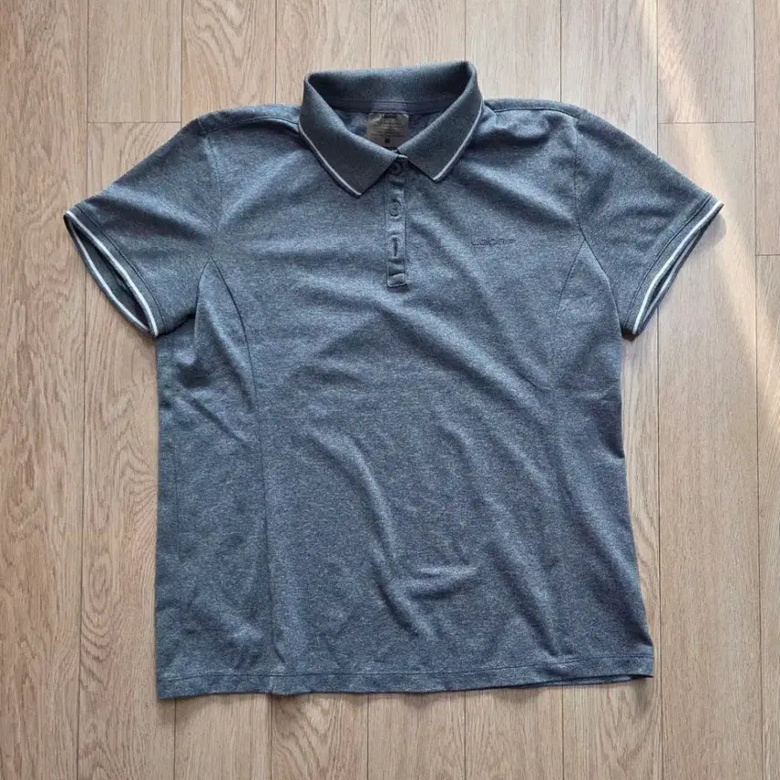 [BUNJANG] Lecaf Women's Collared Long Sleeve T-Shirt - Gray, Size L / 미사용 르카프 Lecaf 여성 카라 긴팔티 L사이즈 (줄자사진 참고)