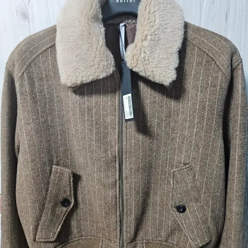 [BUNJANG] Noir Shearling Wool Stripe Blouson / 노이어 시어링 울 스트라이프 블루종