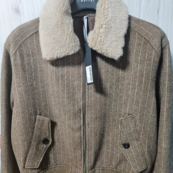 [BUNJANG] Noir Shearling Wool Stripe Blouson / 노이어 시어링 울 스트라이프 블루종